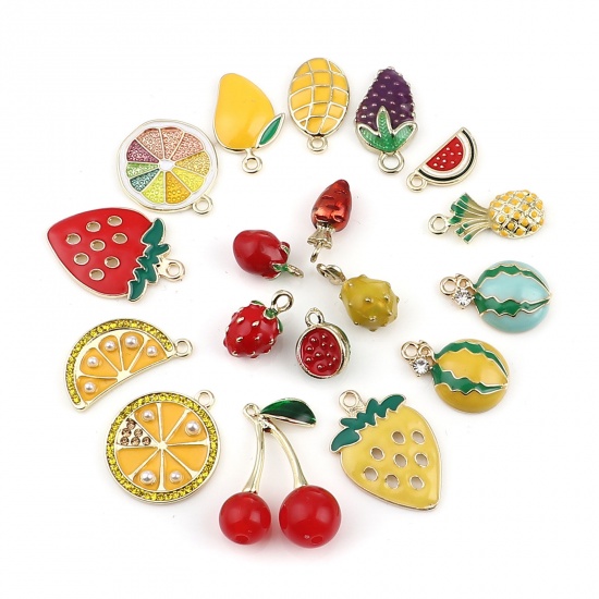 Picture of Zinc Based Alloy Charms Fruit Gold Plated Enamel 5 PCs
