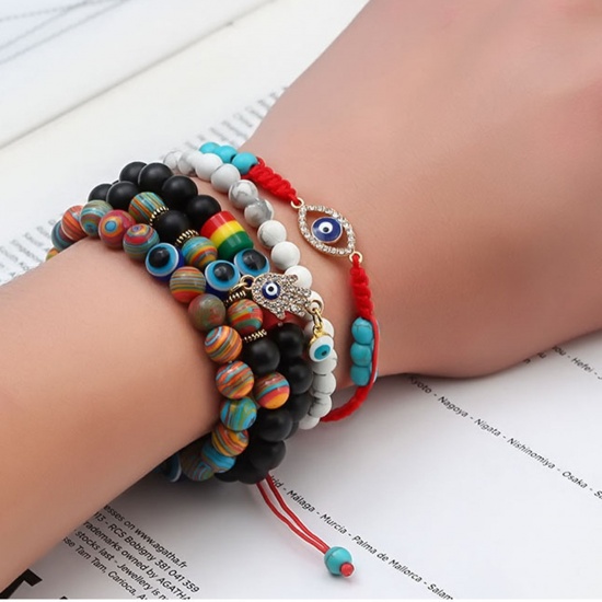Immagine di Pietra Bracciali Delicato bracciali delicate braccialetto in rilievo Multicolore Tondo Malocchio 1 Pz