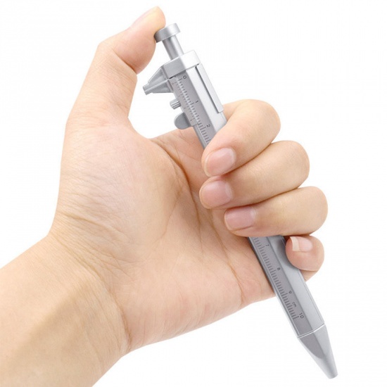 Immagine di Gray - Multifunction 1.0mm Ballpoint Pen Vernier Caliper Creativity Stationery 14.8cm long, 2 PCs