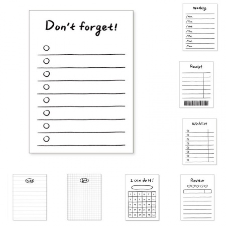 White - 50 Sheets Creative Daily Memo Pad To Do List Time Schedule Planner Office School Supplies Stationery 6.5x9cm, 2 Copies