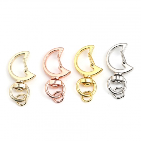 Keychain & Keyring Silver Tone Half Moon 0.8cm Dia, 3.5cm x 1.9cm, 10 Sets ( 2 PCs/Set)