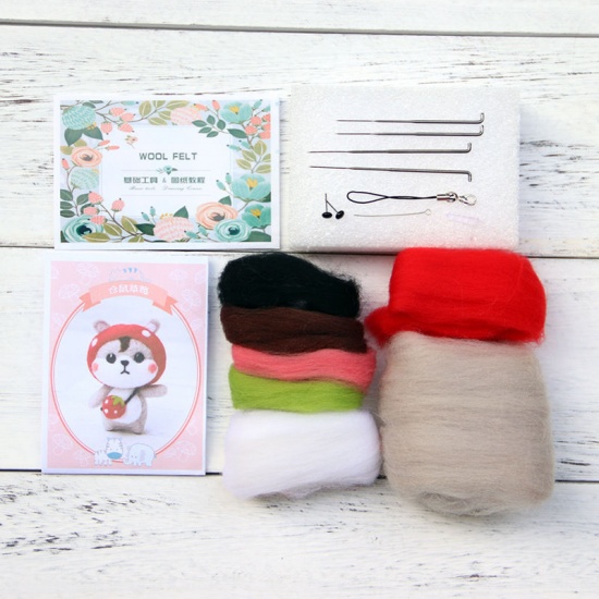 Immagine di Lana Accessori artigianali in feltro di lana per infeltrimento ad ago Shiba Inu Multicolore 1 Serie