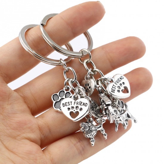Picture of Pet Memorial Keychain & Keyring Antique Silver Color Dog Animal