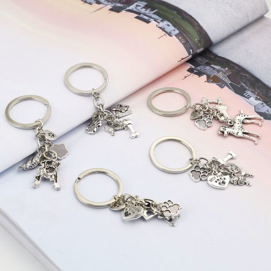 Picture of Pet Memorial Keychain & Keyring Antique Silver Color Dog Animal