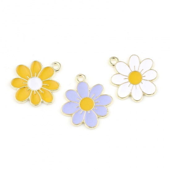 Picture of Zinc Based Alloy Charms Flower Gold Plated Enamel 23mm x 21mm, 20 PCs