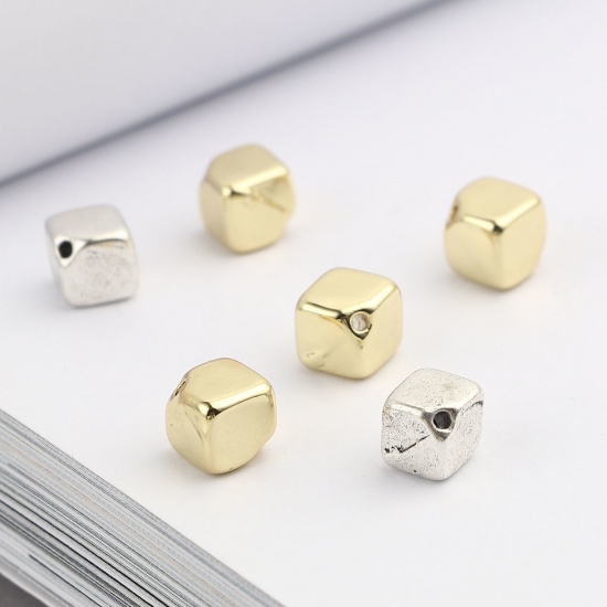 Picture of Zinc Based Alloy Spacer Beads Cube About 7mm x 7mm, Hole: Approx 1.1mm, 10 PCs