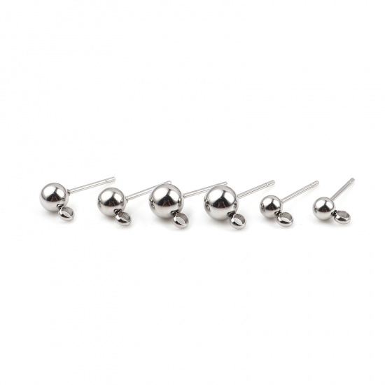 Picture of Stainless Steel Ear Post Stud Earrings Ball W/ Loop 
