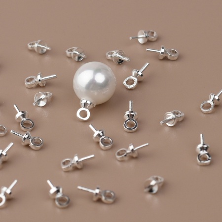 Acciaio Inossidabile Connettore Ciondolo Perla Bail Pin Cap Tono Argento ( Adatto 3mm) 7mm x 3mm, 10 Pz