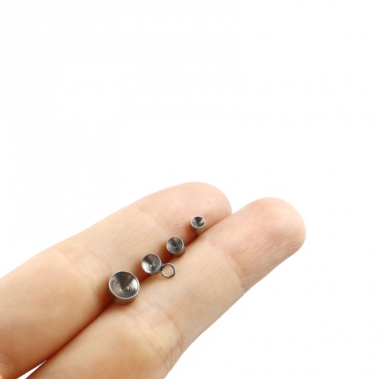 Picture of Stainless Steel Ear Post Stud Earrings Round Silver Tone (Can Hold ss9 Pointed Back Rhinestone) 3mm Dia., Post/ Wire Size: (21 gauge), 10 PCs