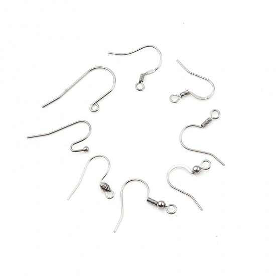 Picture of Stainless Steel Ear Wire Hooks Earring Hook W/ Loop 