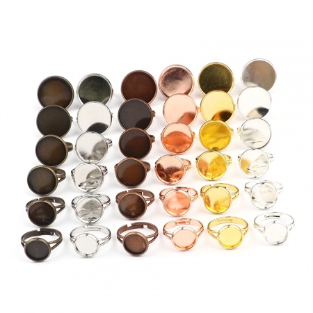 Latón Abierto Ajustable Soporta a Cabachones Anillos Ronda Multicolor 17.3mm (US size 7), 10 Unidades
