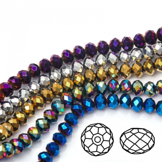Picture of Glass Beads Round Plating Faceted About 3mm Dia, Hole: Approx 0.8mm, 37cm(14 5/8") - 36.5cm(14 3/8") long, 5 Strands (Approx 138 PCs/Strand)