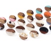 Picture of Resin & Wood Wood Effect Resin Ear Post Stud Earrings Findings Oval Natural W/ Loop 15mm x 10mm, Post/ Wire Size: (21 gauge), 6 PCs