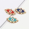 Picture of Zinc Based Alloy Religious Connectors Marquise Gold Plated Green Blue Evil Eye Enamel Multicolor Rhinestone 24mm x 16mm, 10 PCs