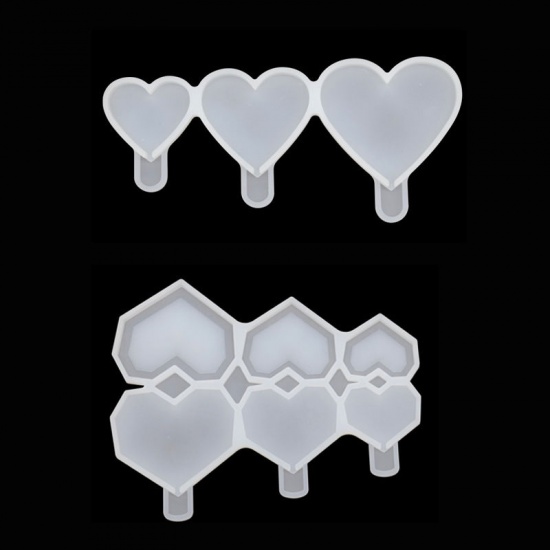 Immagine di White - Diamond Love Heart Lollipop Chocolate Silicone Mold Baking Supplies 12.8x10.4x0.4cm, 1 Set