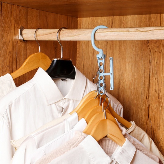 Imagen de Green - Plastic 5 Hole Multifunctional Clothes Drying Rack Hangers 19x6.5cm, 1 Piece