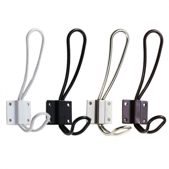 Imagen de Silver Tone - Metal Wall-mounted Hanger Hooks with Screws Heavy-duty Organizer For Coat Towel Bag 13.9x4cm, 1 Piece