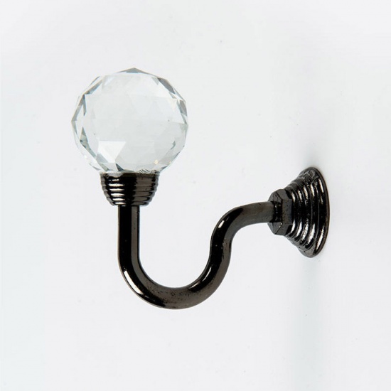 Picture of Silver Tone - Zinc Based Alloy Wall-mounted Crystal Glass Retro Curtain Hook 7x3x6cm, 2 PCs