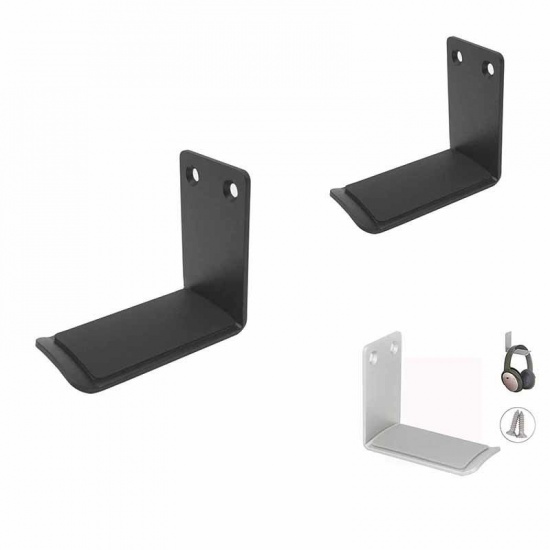 Picture of Silver Tone - Aluminum Alloy Wall-Mounted Gaming Headphone Headset Stand Hooks With Screws 6.5x3.5x5.5cm, 1 Piece