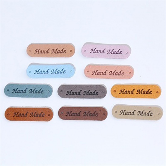 Picture of PU Leather Label Tags Rectangle Pink 45mm x 12mm , 20 PCs