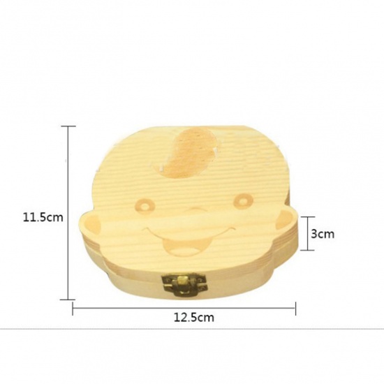 Immagine di Multicolor - English Girl Pine Wood Tooth Keepsake Box Organizer 12.5x11.5x3cm, 1 Piece