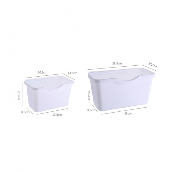 Picture of White - PP Kitchen Cabinet Door Hanging Trash Can Household Supplies 20.3x13.5x12.5cm, 1 Piece