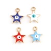 Picture of Zinc Based Alloy Galaxy Charms Star Gold Plated Dark Blue Evil Eye Enamel 14mm x 11mm, 10 PCs