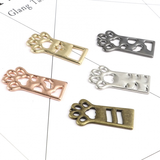 Picture of Zinc Based Alloy Open Back Bezel Pendants For Resin Gunmetal Rectangle Paw Claw 45mm x 24mm, 1 Packet ( 8 PCs/Packet)