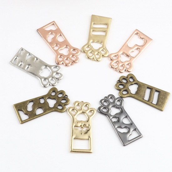 Picture of Zinc Based Alloy Open Back Bezel Pendants For Resin Gunmetal Rectangle Paw Claw 45mm x 24mm, 1 Packet ( 8 PCs/Packet)