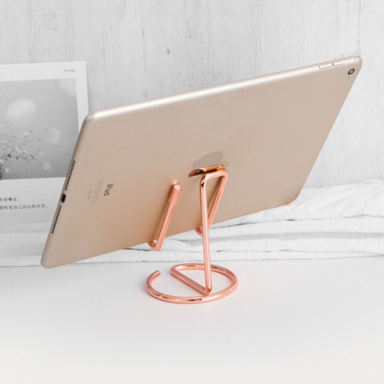 Image de Rose Gold - Iron Based Alloy Tablet & Mobile Phone Holder Rack 7.3x7.3x10cm, 1 Piece