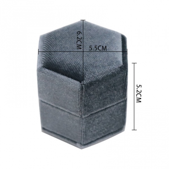 Imagen de Cajas Plástico + Terciopelo de Hexágono 62mm x 55mm , 1 Unidad