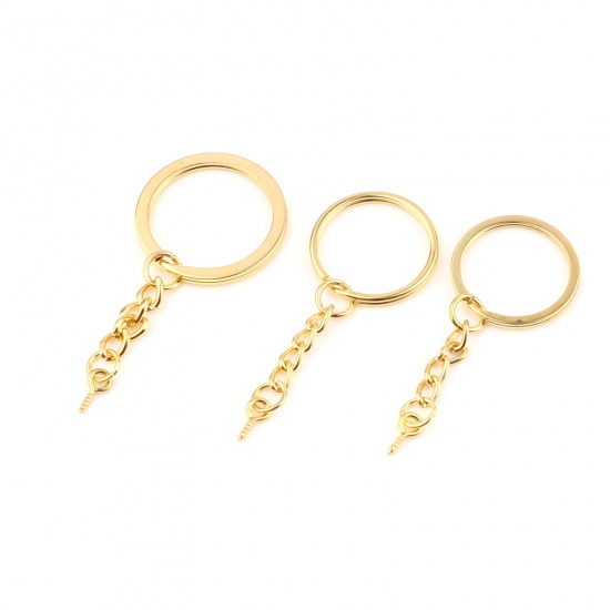 Picture of Iron Based Alloy Keychain & Keyring Gold Plated Circle Ring 30 PCs
