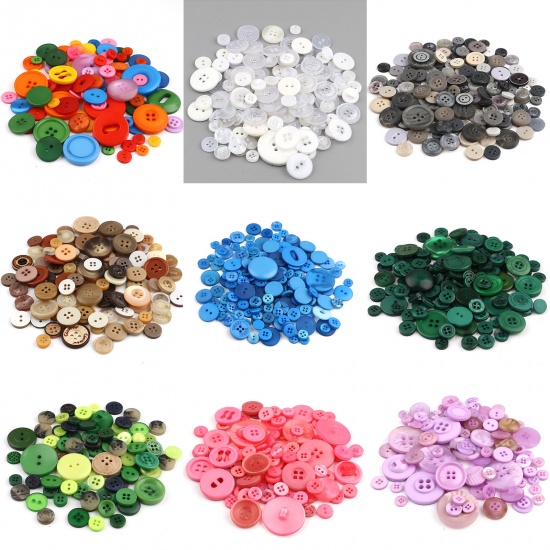 Picture of Resin Sewing Buttons Scrapbooking Mixed Round At Random Color 3cm - 0.9cm Dia, 1 Packet (Approx 660 PCs/Packet)