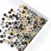 Picture of Acrylic Beads Flat Round Black Star Pattern Glow In The Dark Luminous About 7mm Dia., Hole: Approx 1.6mm, 500 PCs