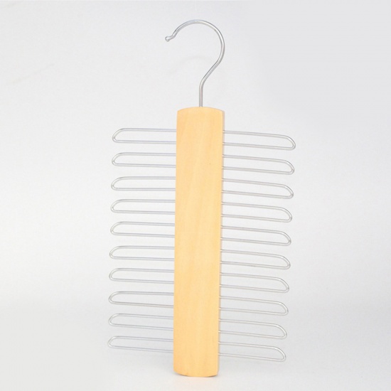 Immagine di Natural - Wooden Tie Rack Hanger Storage 30x15x1.2cm, 1 Piece