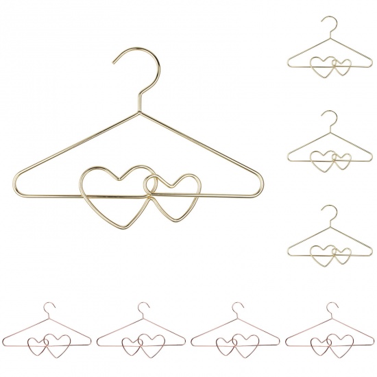 Immagine di Rose Gold - Electroplated Iron Creative Love Heart Children's Hanger 30.5x19.2cm, 1 Piece