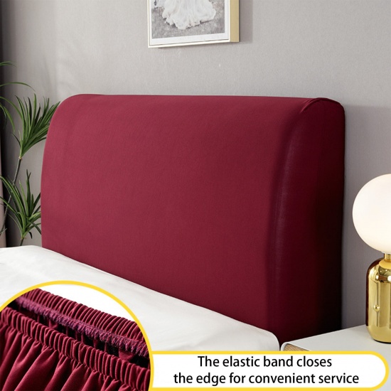 Immagine di Black - Polyester Elastic All-inclusive Bed Head Back Headboard Dustproof Cover 220cm wide, 1 Piece