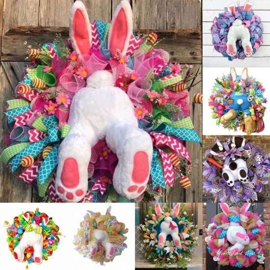 Picture of Multicolor - Polyester 10# Easter Bunny Faceless Doll Garland Home Decoration 35x35cm, 1 Piece