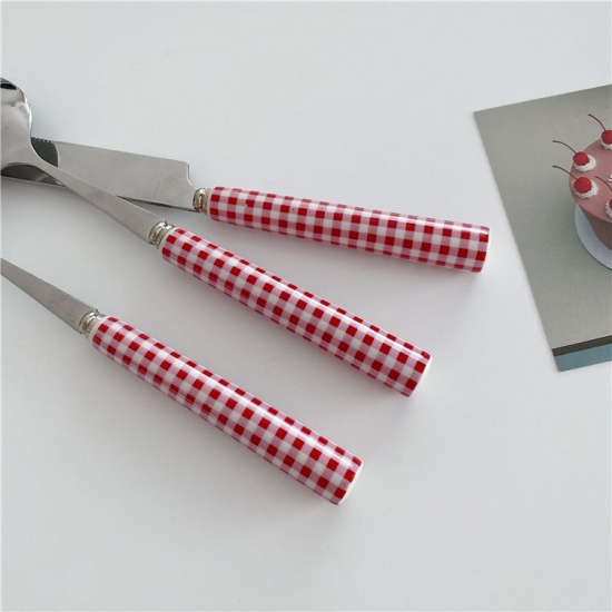 Image de Rouge - Acier Inoxydable Et Céramique Couteau Fourchette Cuillère Vaisselle Cadeau 3 Pièces Kit 20,5 Cm De Long - 18 Cm De Long, 1 Kit