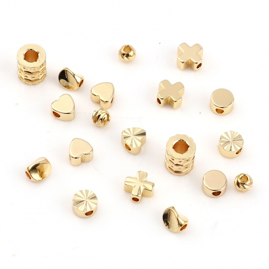 Picture of Brass Beads 18K Real Gold Plated Carved Pattern                                                                                                                                                                                                               