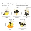 昆虫 ブローチ 蜂の巣 文字 " Honey " 白+黄色 エナメル 30mm x 28mm、 1 個 の画像