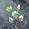 Picture of Pin Brooches Pot Plant Green Enamel 1 Piece