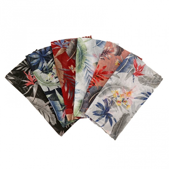 Picture of Blue - Voile Flower Printed Beach Women's Scarf 180x90cm, 1 Piece