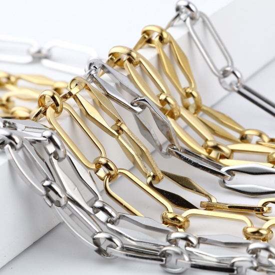 Picture of 1 Set ( 2 PCs/Set) Vacuum Plating Stainless Steel Jewelry Necklace Bracelets Set 50.8cm(20") long, 19cm(7 4/8") long