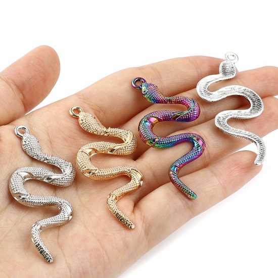 Picture of Zinc Based Alloy Pendants Snake Animal Gold Plated 53mm x 25mm, 5 PCs