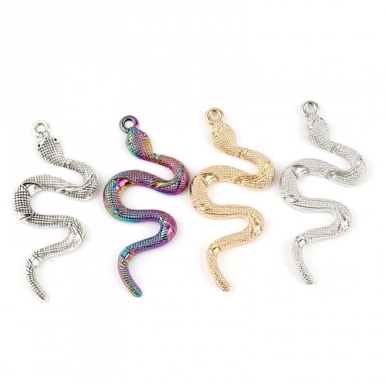 Picture of Zinc Based Alloy Pendants Snake Animal Gold Plated 53mm x 25mm, 5 PCs