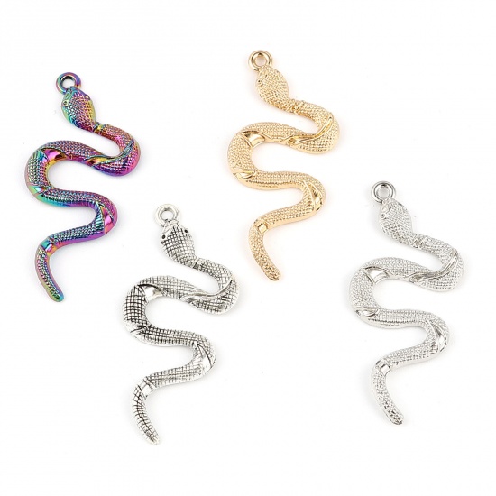 Picture of Zinc Based Alloy Pendants Snake Animal Gold Plated 53mm x 25mm, 5 PCs