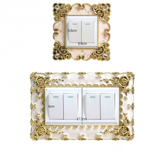 Picture of Light Beige - European Style Lace Light Switch Wall Stickers Decals DIY Art Home Decoration, 1 Piece