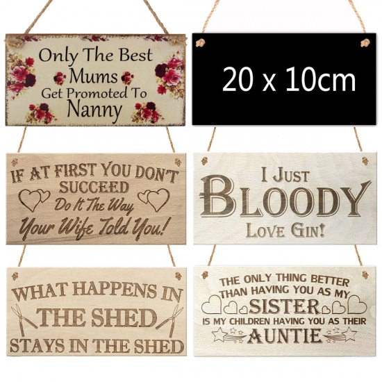 Immagine di Brown Red - Message Word Wood Hanging Door Sign Home Decoration 12x25cm, 1 Piece
