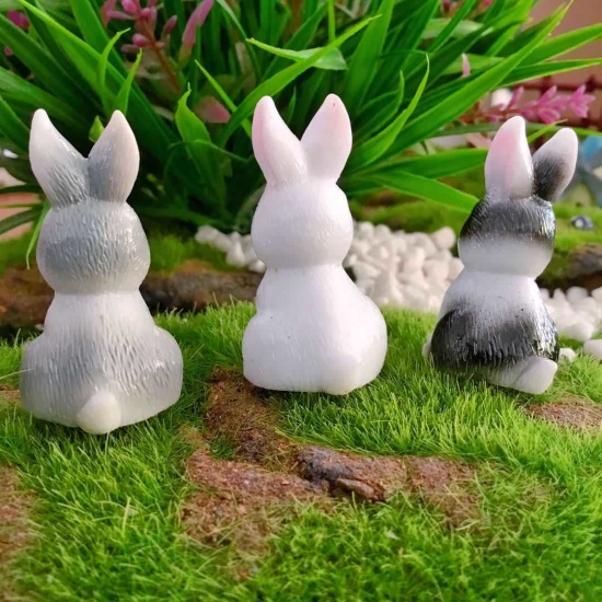 Bild von Schwarz - Rabbit Resin Micro Landscape Miniaturdekoration 3,5 cm lang, 1 Stück